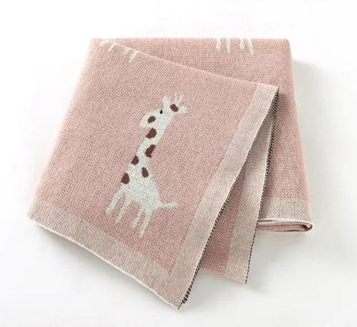 Soft Pink Giraffe Blanket